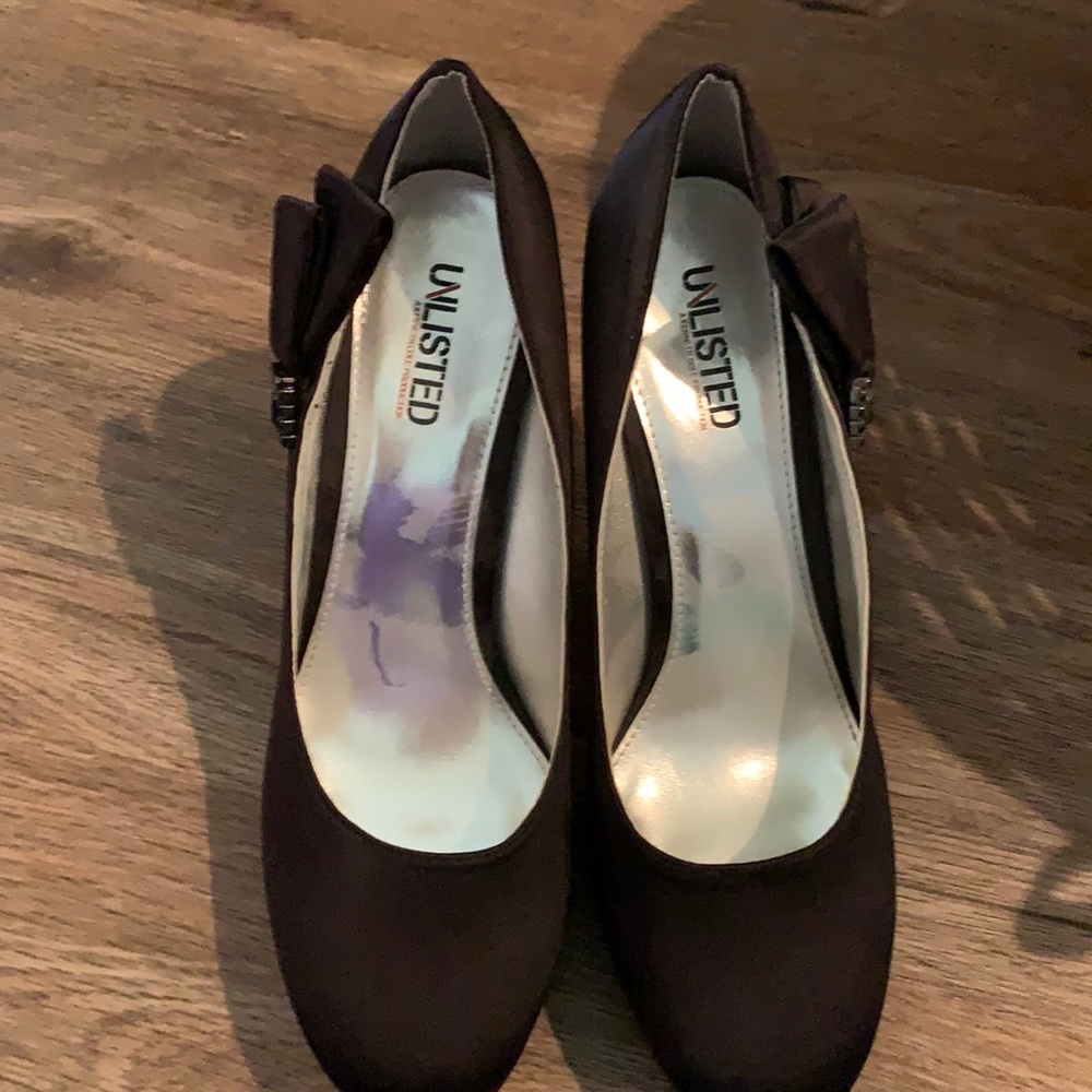 Black satin size 10 heels